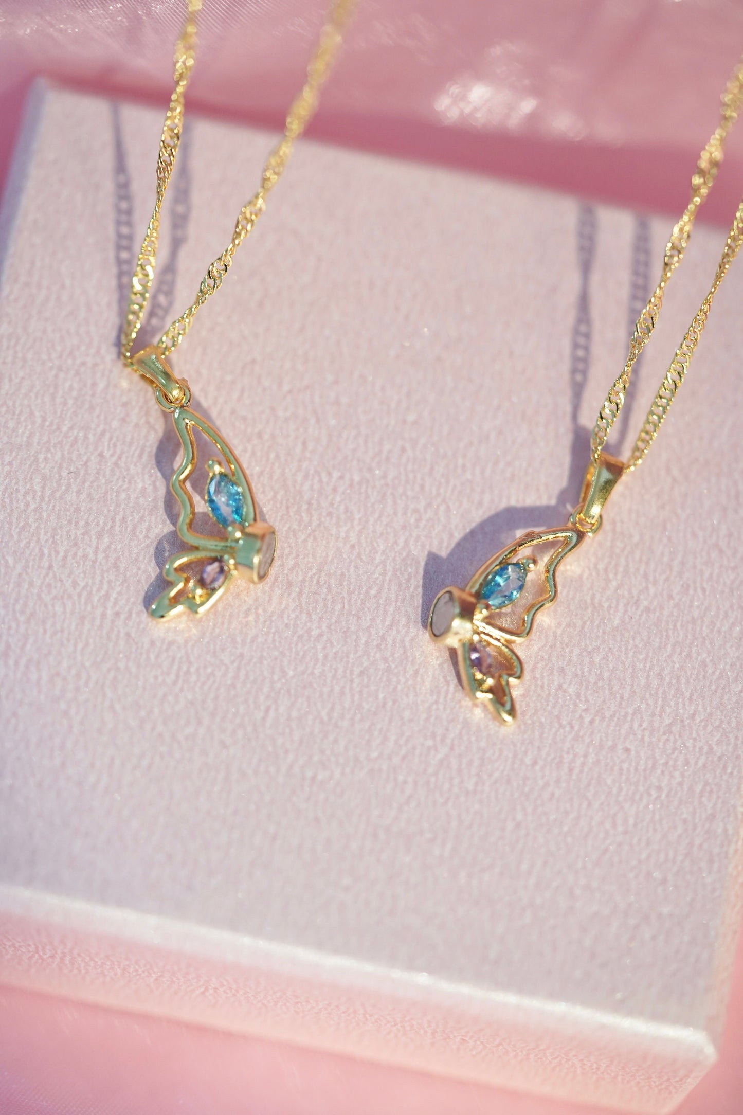 Butterfly Necklace Friendship 2pcs Gold Plated Necklace
