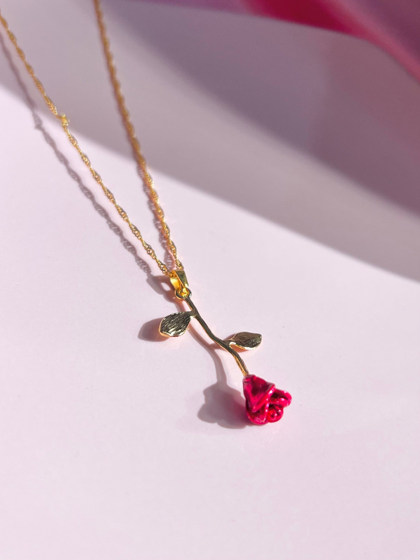 Princess Belle Rose Necklace Gold Plated