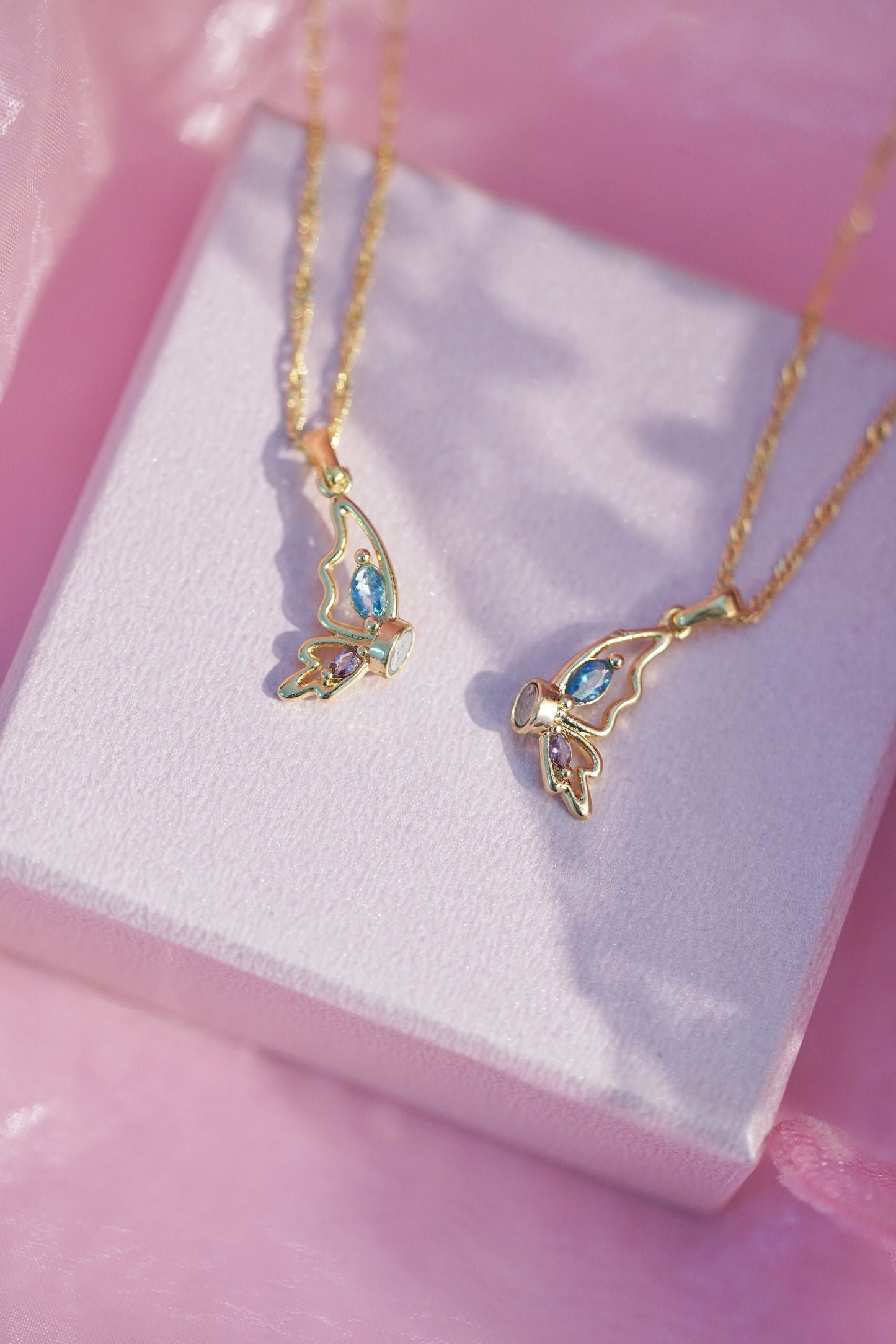 Butterfly Necklace Friendship 2pcs Gold Plated Necklace